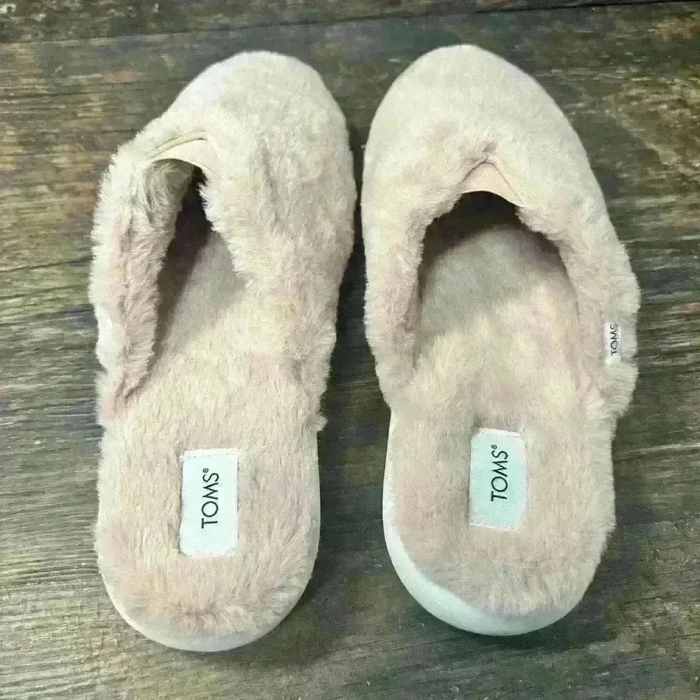 Toms Women’s Slippers Pink Fur Size 10 - Picture 3 of 6